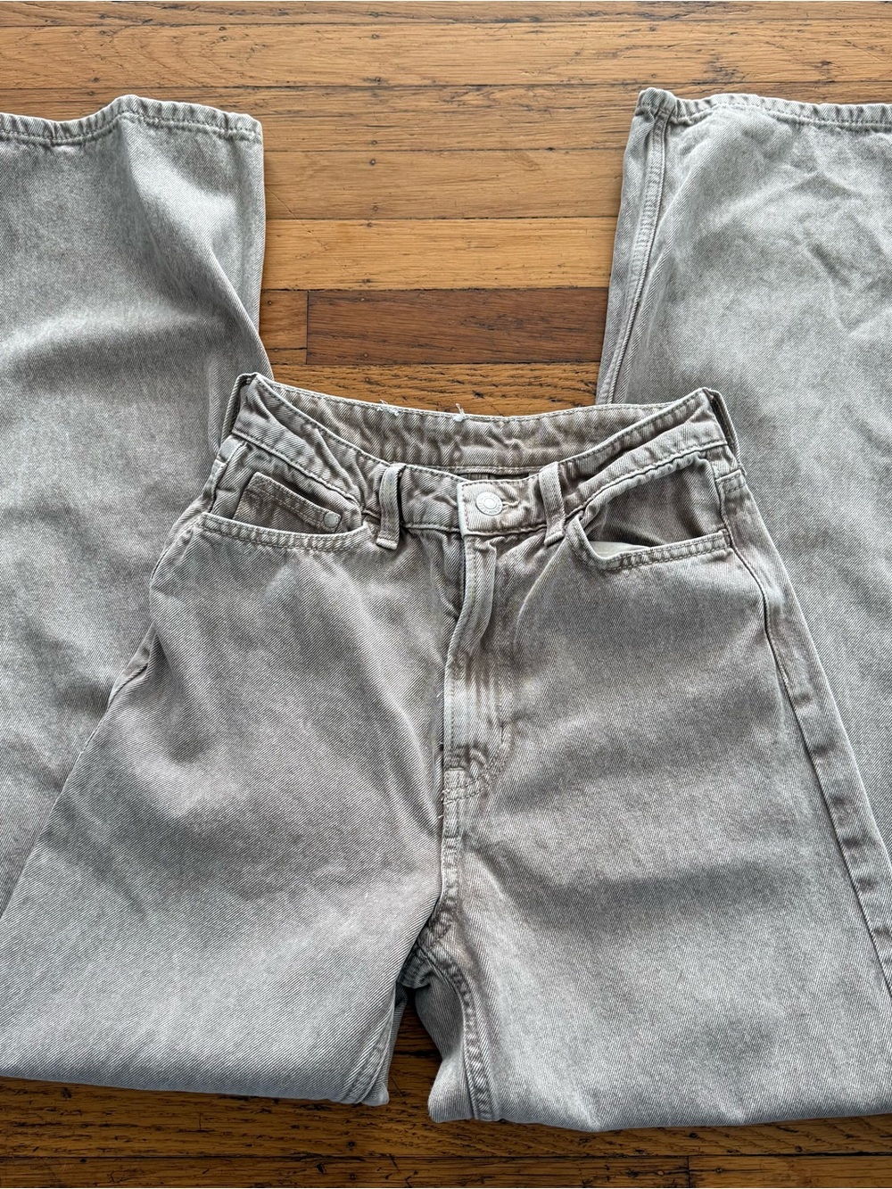 Super washed brown high-waisted wide-leg jeans - Picture 3 of 6